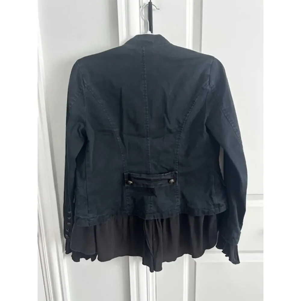 Free People Ruffled Military Romantic Jacket XS Washed Black - Picture 8 of 11